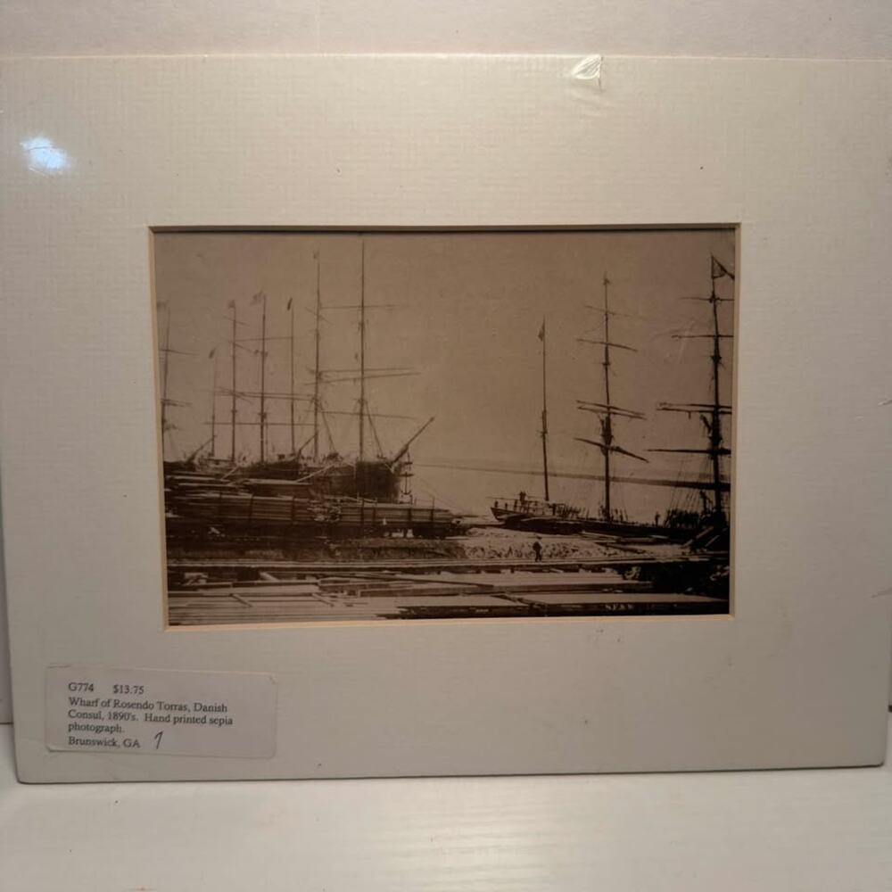 1890 Sepia Photograph Vintage Steele Studio Wharf of Rosendo Torras Brunswick GA